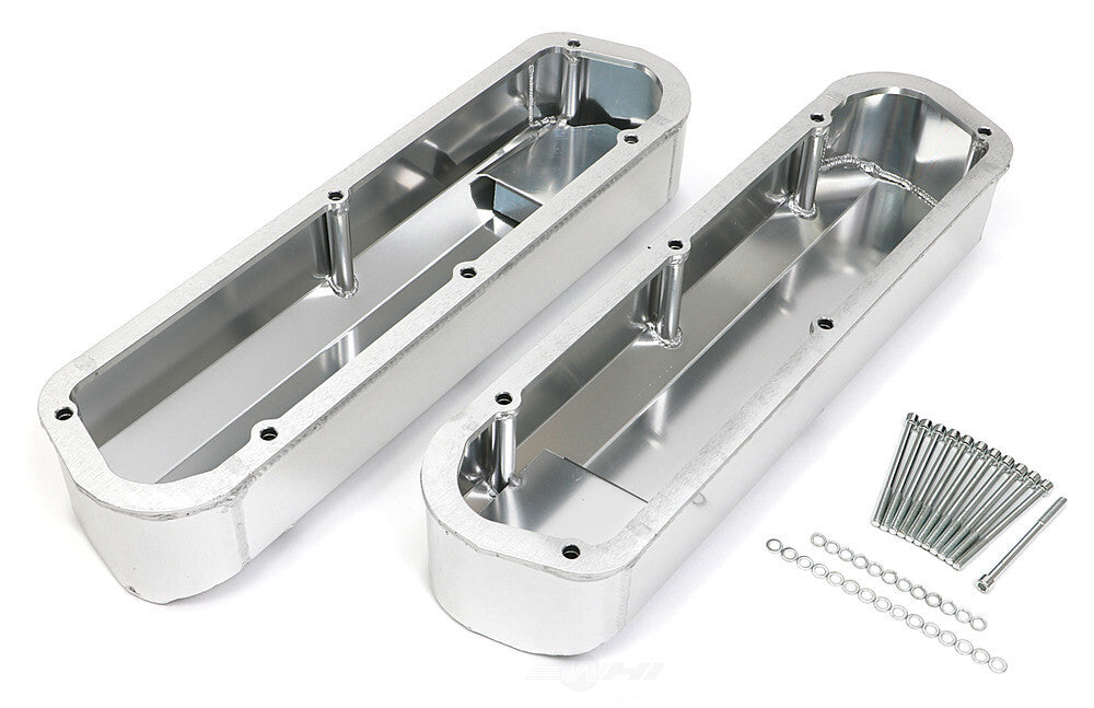 Hamburger's Performance FABRICATED ALUMINUM VALVE COVERS BRUSHED WITH HOLE 1040 fits Ford SB