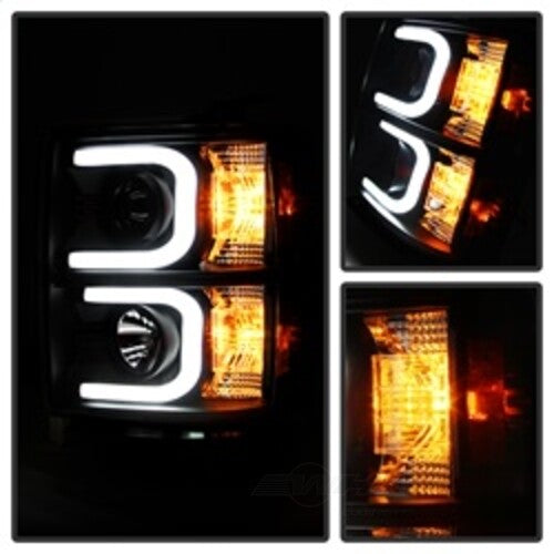 Spyder Auto (Spyder Signature) Projector Headlights - Light Bar DRL - Black 5079473 fits 2014-2015 Chevrolet Silverado 1500
