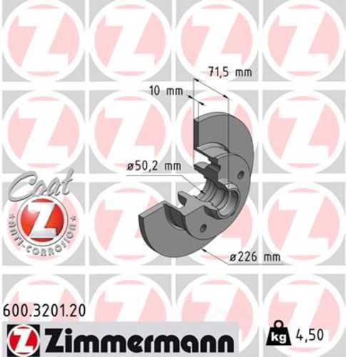 Zimmermann Coated Brake Disc 3201 fits 1992-1998 Volkswagen Corrado / 1994-1999 Volkswagen Golf / 1993-1999 Volkswagen Jetta / 1993-1997 Volkswagen Passat