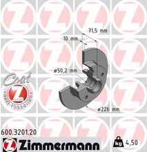 Load image into Gallery viewer, Zimmermann Coated Brake Disc 3201 fits 1992-1998 Volkswagen Corrado / 1994-1999 Volkswagen Golf / 1993-1999 Volkswagen Jetta / 1993-1997 Volkswagen Passat