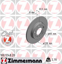 Load image into Gallery viewer, Zimmermann Coated Brake Disc 1248 fits 2000-2006 Audi TT Quattro