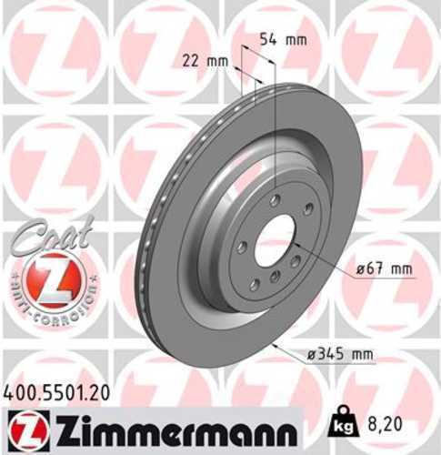 Zimmermann Coated Brake Disc 5501 fits 2013-2016 Mercedes-Benz GL350 / GL450 / GL550 / 2016-2019 Mercedes-Benz GLE300D / GLE400