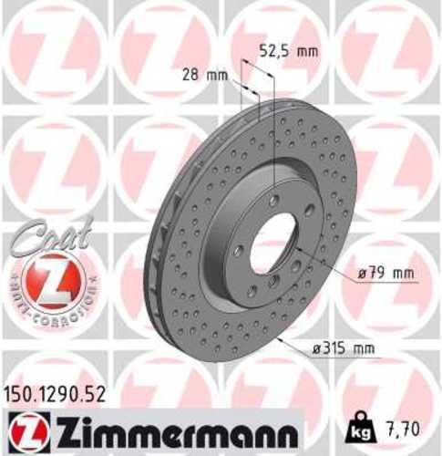 Zimmermann Brake Disc 1290 fits 1995-2002 BMW M3 / 1995-2002 BMW Z3