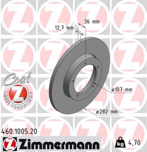 Zimmermann Coated Brake Disc 1005 fits 1965-1969 Porsche 911 / 1976 Porsche 911 / 912