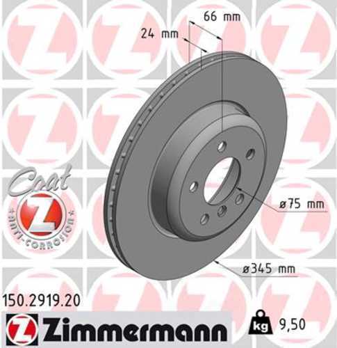 Zimmermann Coated Brake Disc 2919 fits 2012-2020 BMW 320I / 320I xDrive / 328I / 328I GT xDrive / 328I xDrive / 330E / 330I / 330I GT xDrive