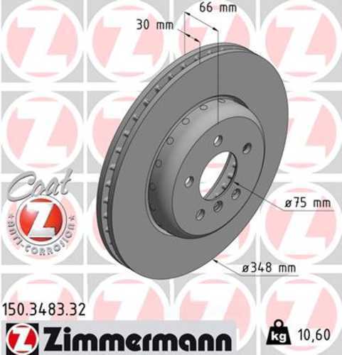 Zimmermann Brake Disc 150.3483.32 fits 2011-2019 BMW 535D / 535D xDrive / 535I / 535I xDrive / 640I / 640I Gran COUPE / 640I xDrive / 640I xDrive Gran COUPE