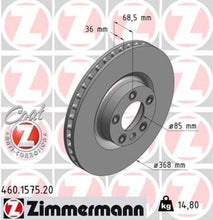 Load image into Gallery viewer, Zimmermann Coated Brake Disc 1575 fits 2008 Porsche Cayenne Turbo / 2007-2010 Volkswagen Touareg / 2008 Volkswagen Touareg