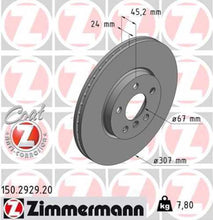 Load image into Gallery viewer, Zimmermann Coated Brake Disc 2929 fits 2022-2024 Mini Cooper / 2016-2022 Mini Cooper Clubman / 2017-2023 Mini Cooper Countryman