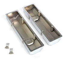 Load image into Gallery viewer, Hamburger's Performance FABRICATED ALUMINUM VALVE COVERS CHROME WITH HOLE 1025 fits Chevy SB