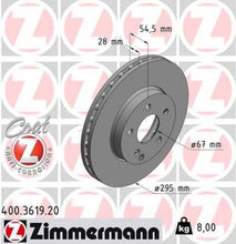 Load image into Gallery viewer, Zimmermann Coated Brake Disc 3619 fits 2003-2009 Mercedes-Benz E320 / 2006-2009 Mercedes-Benz E350