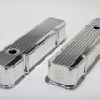 Load image into Gallery viewer, Hamburger's Performance Fab. Aluminum Valve Covers w/Fins, Holes; -CHROME/Aluminum 1129 fits 1959-1979 Pontiac 326-455