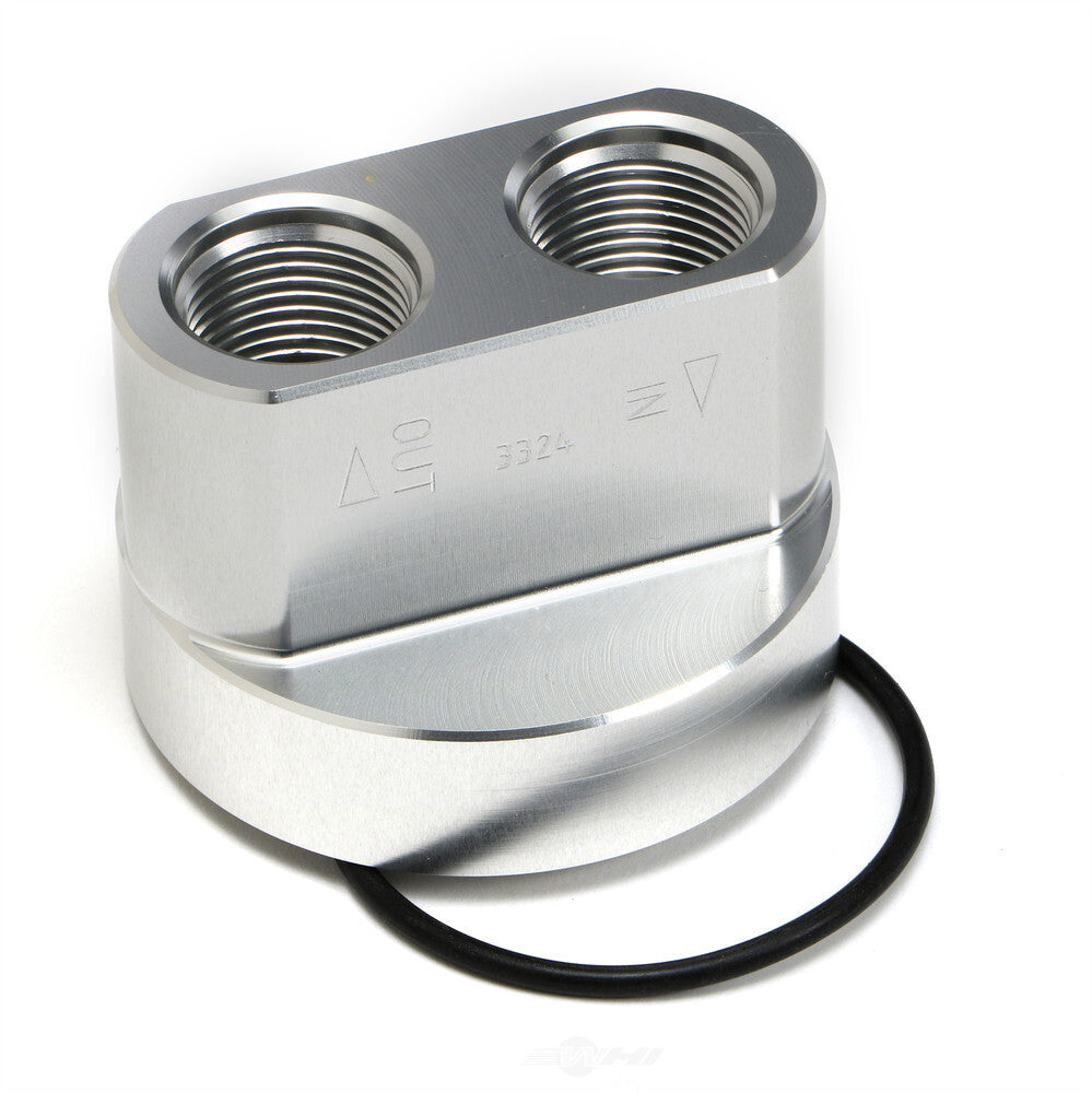 Hamburger's Performance SPIN-ON Bypass; 13/16 in.-16 Thread;-12AN Ports-Billet Alum. 3324 fits Buick / Oldsmobile / Pontiac