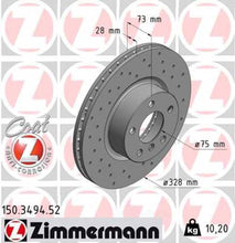 Load image into Gallery viewer, Zimmermann Brake Disc 150.3494.52 fits 2011-2017 BMW X3 / 2011-2018 BMW X3 / X4 / 2015-2018 BMW X4