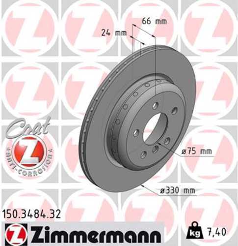 Zimmermann Brake Disc 150.3484.32 fits 2011-2016 BMW 528I / 535D xDrive / 2012-2016 BMW 528I xDrive / 2014-2016 BMW 535D