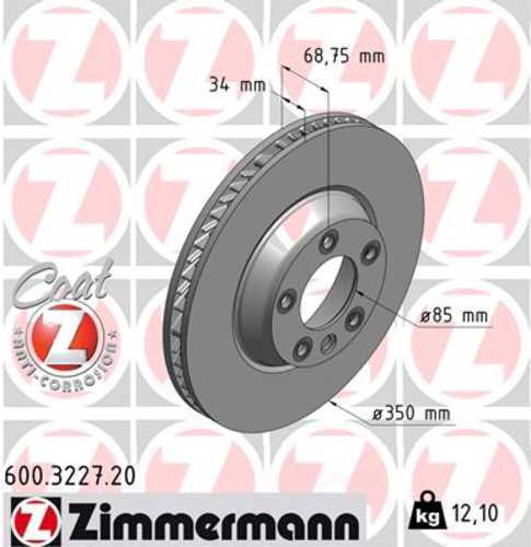 Zimmermann Coated Brake Disc 3227 fits 2004-2015 Audi Q7 / 2003-2010 Porsche Cayenne / 2008-2010 Porsche Cayenne GTS / 2003-2010 Volkswagen Touareg