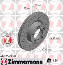Load image into Gallery viewer, Zimmermann Coated Brake Disc 1529 fits 2017-2022 Porsche 718 Boxster / 2017-2022 Porsche 718 Cayman / 2009-2022 Porsche 718 Cayman / 2009-2016 Porsche 911 / 2013-2016 Porsche Boxster