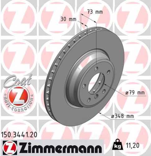 Zimmermann Coated Brake Disc 3441 fits 2009-2011 BMW 335D / 2007-2013 BMW 335I / 2009-2013 BMW 335I xDrive / 2011-2013 BMW 335IS / 2007-2008 BMW 335XI / 2013-2015 BMW X1
