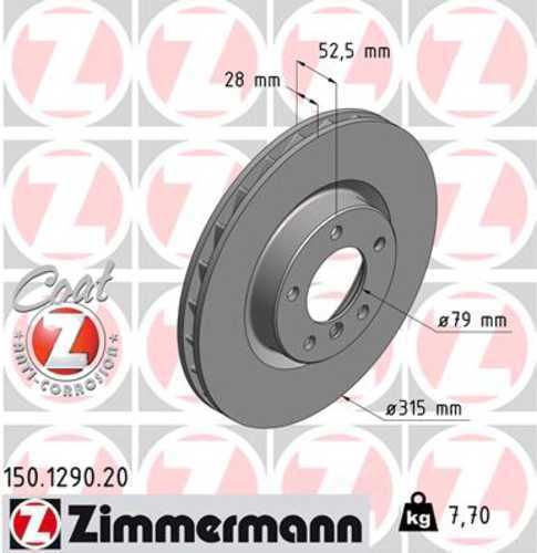 Zimmermann Coated Brake Disc 1290 fits 1995-2002 BMW M3 / 1995-2002 BMW Z3