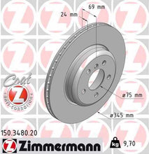 Load image into Gallery viewer, Zimmermann Coated Brake Disc 3480 fits 2010-2019 BMW 535I / 535I GT / 535I GT xDrive / 550I / 550I xDrive / 640I / 640I Gran COUPE / 640I xDrive
