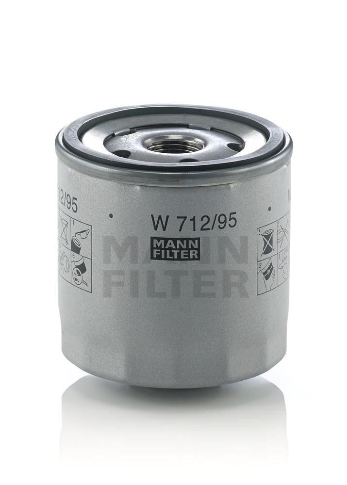 Mann-Filter Oil Filter W 712/95 fits 2013 2015-2025 Audi A3 Sportback E-Tron / Volkswagen Golf, Golf SportWagen, Jetta, Taos