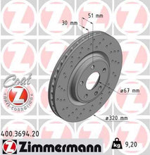 Load image into Gallery viewer, Zimmermann Coated Brake Disc 3694 fits 2014-2019 Mercedes-Benz CLA250 / 2015-2020 Mercedes-Benz GLA250