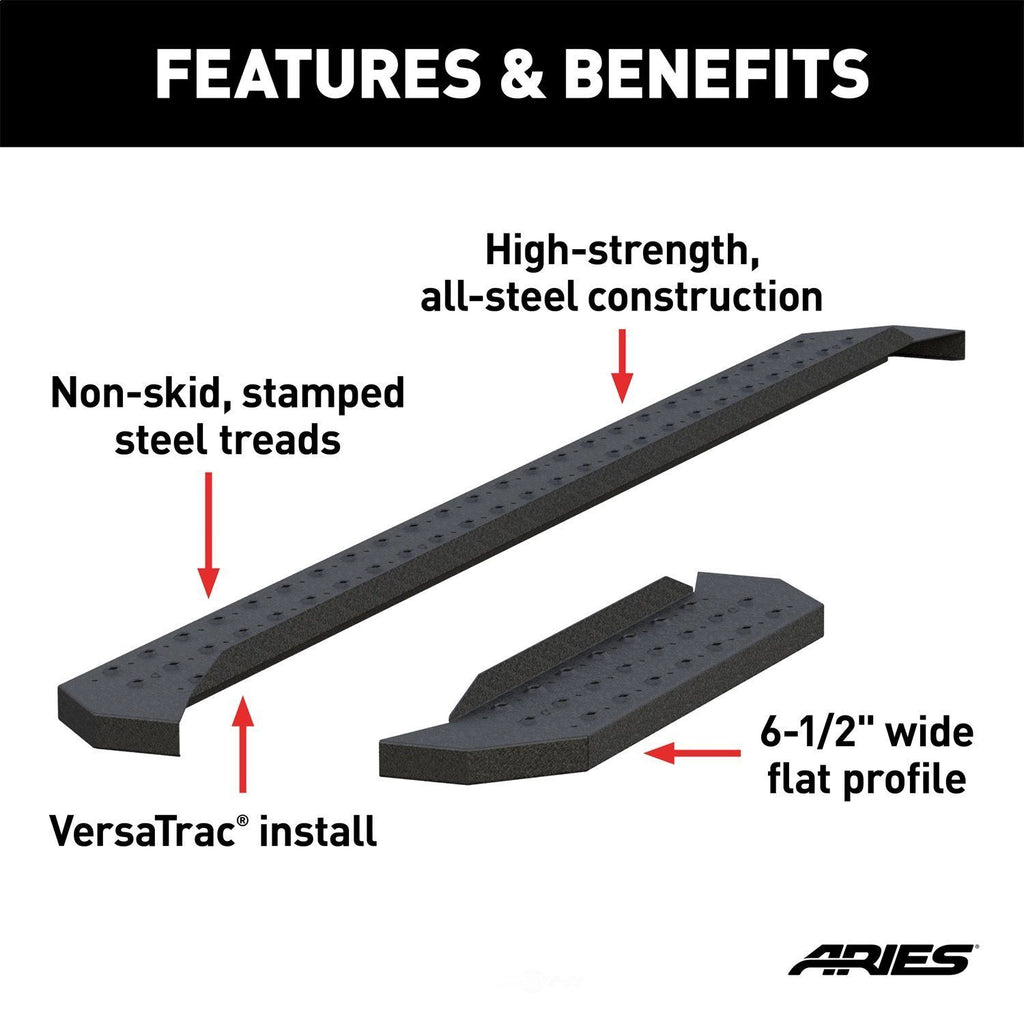 ARIES RidgeStep 6-1/2" x 96", 36" Black Steel Running Boards (No Brackets) C3696 fits 1999-2014 Ford E-150 / 1999-2014 Ford E-250 / 1999-2014 Ford E-350 Super Duty