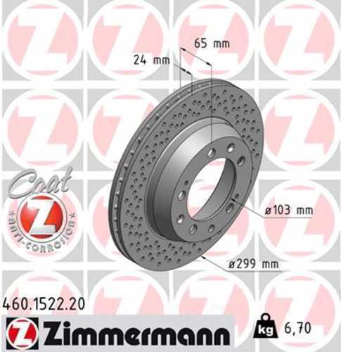 Zimmermann Coated Brake Disc 1522 fits 1995-1998 Porsche 911