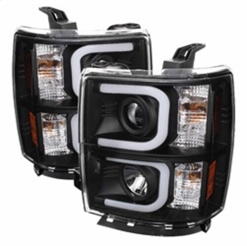 Spyder Auto (Spyder Signature) Projector Headlights - Light Bar DRL - Black 5079473 fits 2014-2015 Chevrolet Silverado 1500