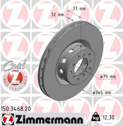 Zimmermann Coated Brake Disc 3468 fits 2000-2003 BMW M5