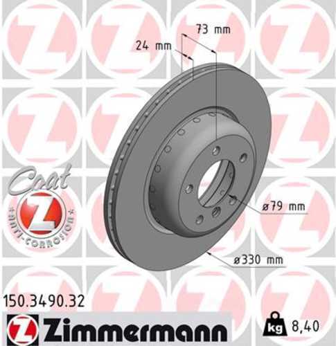 Zimmermann Brake Disc 150.3490.32 fits 2009-2016 BMW Z4