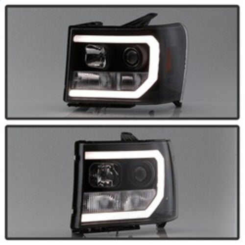 Spyder Auto (Spyder Signature) Projector Headlights - Version 2 - Light Bar DRL LED - Black 5083630 fits 2007-2013 GMC Sierra / 2007-2013 GMC Sierra 2500 Hd / 2007-2013 GMC Sierra 3500 Hd