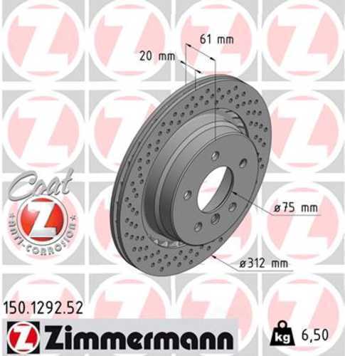 Zimmermann Brake Disc 1292 fits 1995-2002 BMW M3 / 1995-2002 BMW Z3