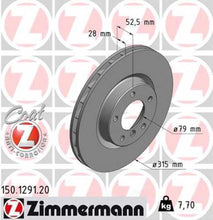 Load image into Gallery viewer, Zimmermann Coated Brake Disc 1291 fits 1995-2002 BMW M3 / 1995-2002 BMW Z3