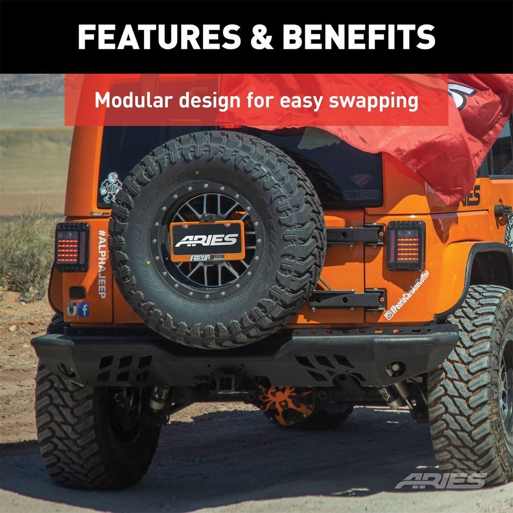 ARIES TrailChaser Aluminum Rear Bumper Corners 2081221 fits Jeep Wrangler