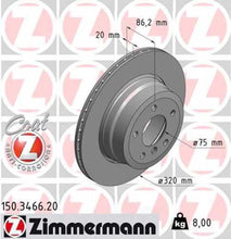 Load image into Gallery viewer, Zimmermann Coated Brake Disc 3466 fits 2006-2007 BMW 525XI / 2009-2010 BMW 528I xDrive / 2008 BMW 528XI / 2006-2007 BMW 530XI / 2009-2010 BMW 535I xDrive / 2008 BMW 535XI