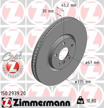 Load image into Gallery viewer, Zimmermann Coated Brake Disc 150.2939.20 fits 2023-2024 BMW X1 XDRIVE28I / 2015-2024 Mini Cooper John Cooper Works / 2017-2019 Mini Cooper Clubman John Cooper Works ALL4 / 2018-2019 Mini Cooper Countryman John Cooper Works ALL4