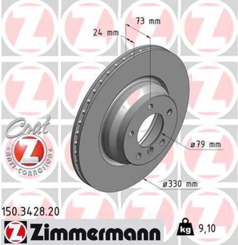 Zimmermann Coated Brake Disc 3428 fits 2006 BMW 330I / 330XI