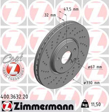 Load image into Gallery viewer, Zimmermann Coated Brake Disc 3632 fits 2006-2009 Mercedes-Benz E350 / 2007-2009 Mercedes-Benz E550 / 2003-2006 Mercedes-Benz S430 / S500