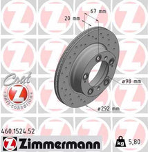 Load image into Gallery viewer, Zimmermann Brake Disc 1524 fits 1997-2004 Porsche Boxster