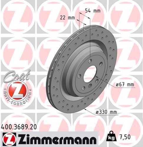 Zimmermann Coated Brake Disc 3689 fits 2012-2013 Mercedes-Benz ML350 / ML550