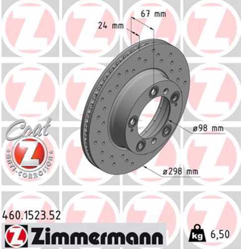 Zimmermann Brake Disc 1523 fits 1997-2004 Porsche Boxster