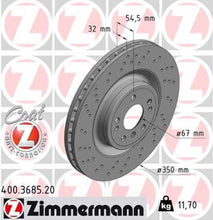 Load image into Gallery viewer, Zimmermann Coated Brake Disc 3685 fits 2016 Mercedes-Benz GLE300D / 2016-2018 Mercedes-Benz GLE350 / 2016 2017 Mercedes-Benz GLE400 / 2017-2019 Mercedes-Benz GLE43 Amg / 2016 Mercedes-Benz GLE450 Amg