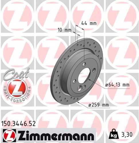 Zimmermann Brake Disc 3446 fits 2006-2015 Mini Cooper