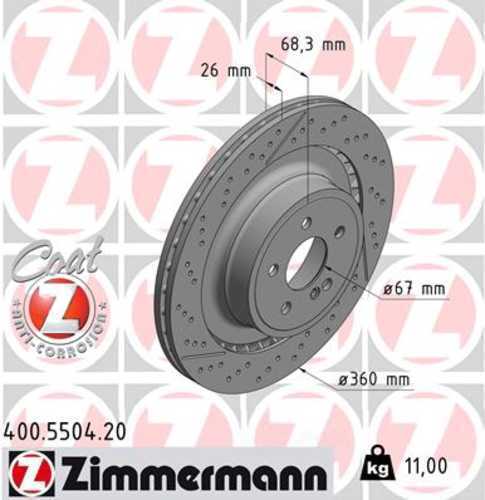Zimmermann Coated Brake Disc 5504 fits 2012-2018 Mercedes-Benz CLS63 Amg / 2014-2018 Mercedes-Benz CLS63 Amg S / 2010-2015 Mercedes-Benz E63 Amg / 2014-2016 Mercedes-Benz E63 Amg S