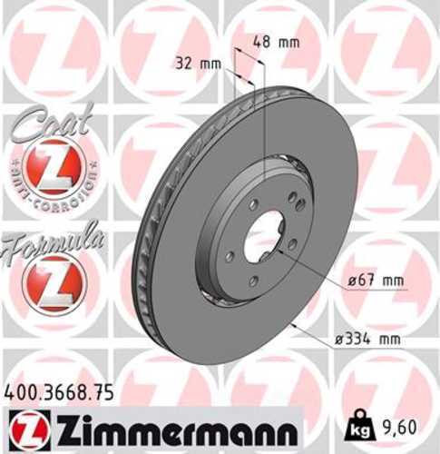 Zimmermann Brake Disc 3668 fits 1998-2000 Mercedes-Benz C43 Amg / 1999-2002 Mercedes-Benz E55 Amg / 2001-2002 Mercedes-Benz CLK55 Amg