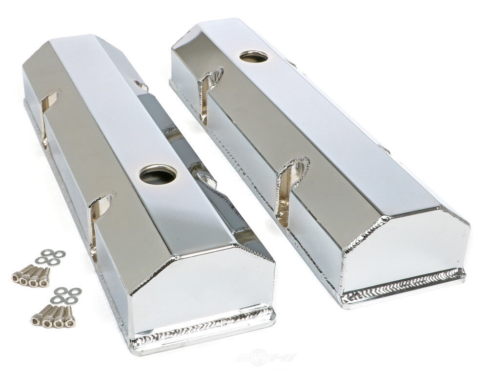 Hamburger's Performance FABRICATED ALUMINUM VALVE COVERS CHROME WITH HOLE 1025 fits Chevy SB