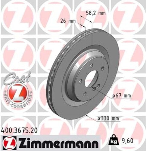Zimmermann Coated Brake Disc 3675 fits 2007-2014 Mercedes-Benz CL600 / 2007-2013 Mercedes-Benz S600 / 2004-2009 Mercedes-Benz SL600