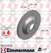 Load image into Gallery viewer, Zimmermann Coated Brake Disc 3329 fits 2008-2012 Audi TT Quattro / 2012-2013 Audi TT RS Quattro / 2009-2015 Audi TTS Quattro