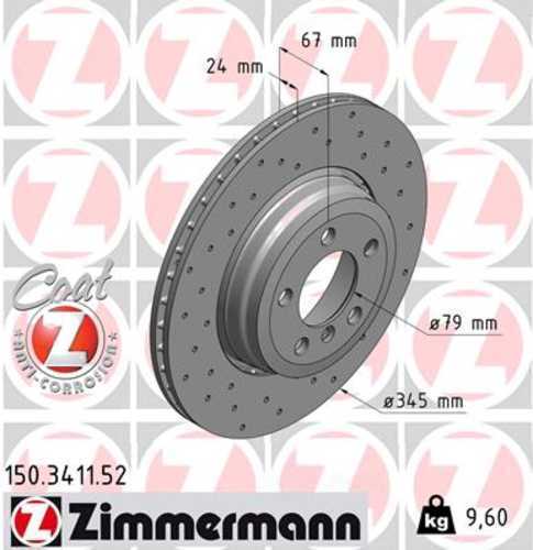 Zimmermann Brake Disc 3411 fits 2002-2005 BMW 745LI / 745I / 2003-2005 BMW 760LI / 760I