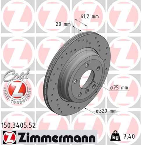 Zimmermann Brake Disc 3405 fits 2004-2007 BMW 525I / 2004-2010 BMW 525I / 528I / 530I / 2008-2010 BMW 528I